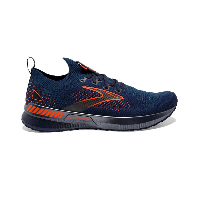 Brooks Levitate StealthFit GTS 5 Road Running Shoes - Men's - Peacoat/Titan/Flame (67538-QDUM)